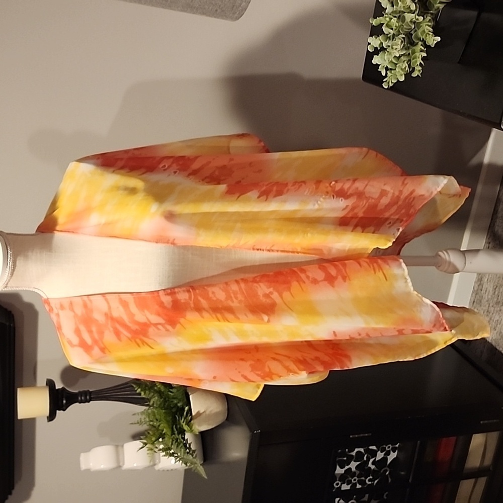 Kimono one size fits most length 31 inches pink/yellow/orange